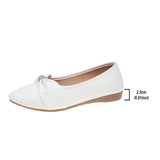 Ballerines Lucile blanches à nœud, semelle plate et boucle strass