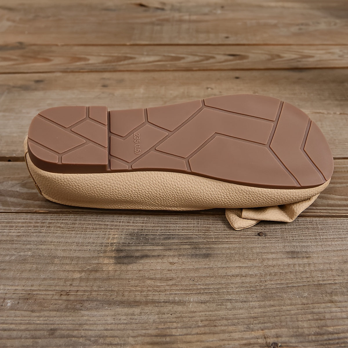 Semelles de ballerines à bout arrondi, dessous marron clair, talon plat