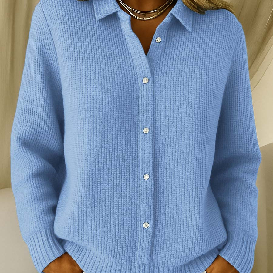 Cardigan texturé bleu ciel à manches longues et boutons devant
