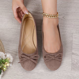 Ballerines souples marron, bout rond, nœud en tissu et bracelet chaîne dorée