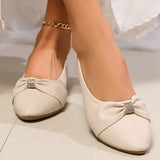 Ballerines Lucile beiges à nœud, cabochon strass décoratif sur le dessus