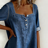 Marceline | Chemise denim col carré