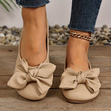 Ballerines à bout arrondi beige à nœud, vue de face