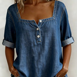 Marceline | Chemise denim col carré