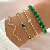 Ensemble de Bracelets Vintage Verts Élégants avec Cristaux