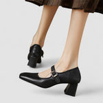 Chaussures à talon pour bébé noires, bride sur le cou-de-pied, bout arrondi