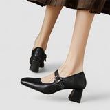 Chaussures à talon pour bébé noires, bride sur le cou-de-pied, bout arrondi