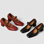 Paire de chaussures à talon pour bébé rouges et noires, brides à boucle