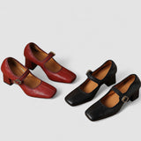 Paire de chaussures à talon pour bébé rouges et noires, brides à boucle