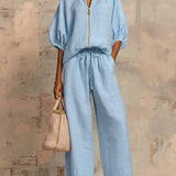 Alba | Ensemble de deux pièces : Chemise décontractée et pantalon large