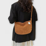Sac à épaule en Cordura marron, bandoulière, poche demi-lune avec pendentif nuage