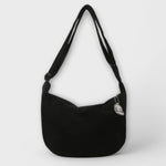 Sac à épaule en Cordura noir, bandoulière, forme demi-lune avec pendentif nuage