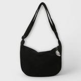 Sac à épaule en Cordura noir, bandoulière, forme demi-lune avec pendentif nuage